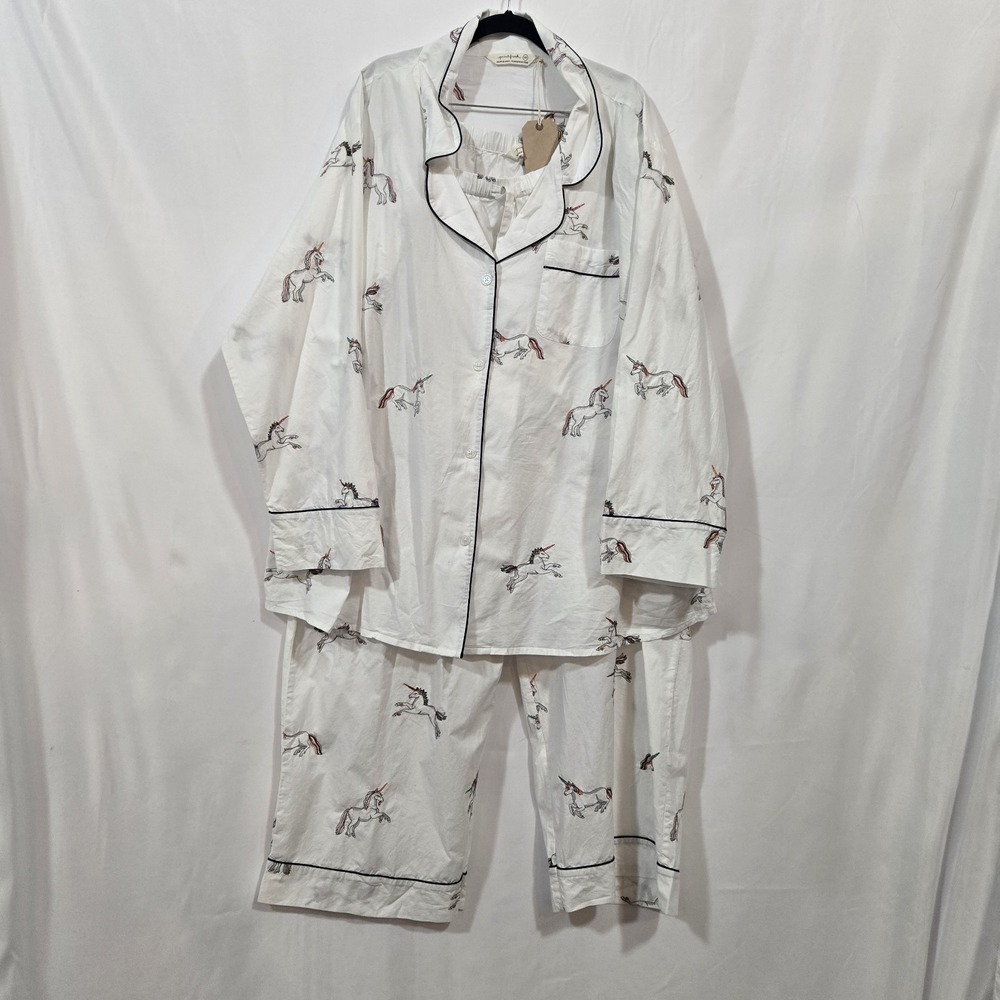 NWT Printfresh 5X Embroidered Unicorn Cotton Pajama Set Long Sleeve Pants